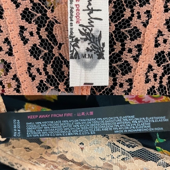 Free People Intimately Poppy Ruffle Bodysuit NWT Black Floral - Picture 16 of 16